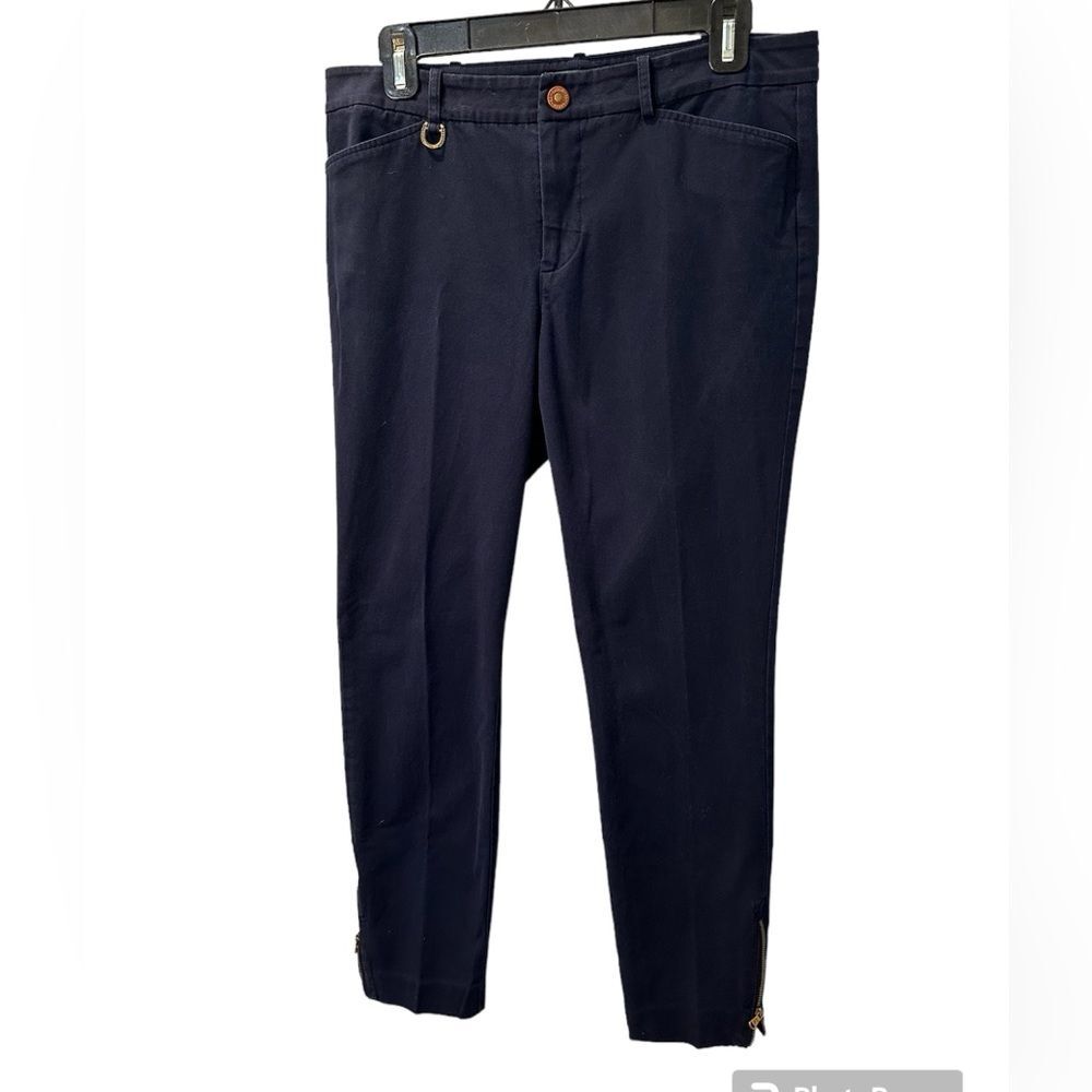 Ralph Lauren Navy Capri Pants Horseshoe Charm 5 Inch Ankle Zippers Women's 8